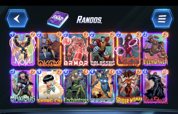 Marvel Snap deck focused on counter attacks