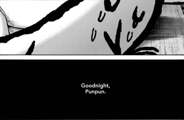 Punpun is crying himself to sleep. "Goodnight, Punpun."