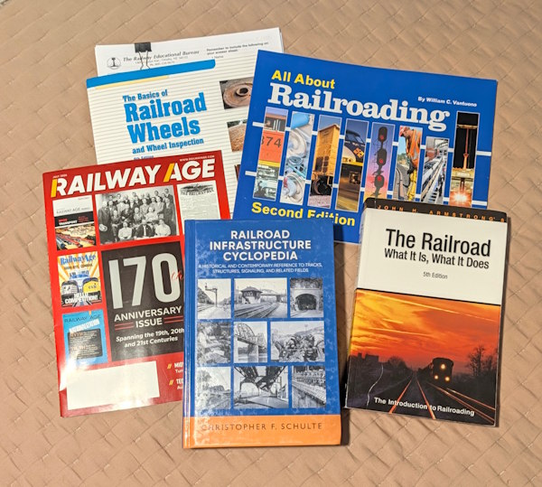 A selection of books and magazines about railroads from Simmons-Boardman.